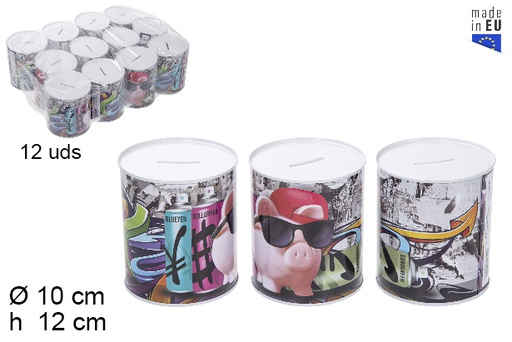 [115621] Hucha metal cerdito graffiti 10x12cm