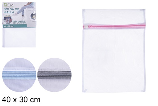[115651] Saco para roupa suja em malha com fecho 40x30 cm