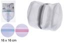 Bolsa de malla para lavado de ropa con cremallera 16x16 cm