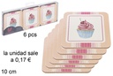 Pack 6 posavasos cuadrados decorado cake 10 cm
