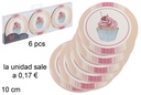 Pack 6 posavasos redondos decorado cake 10 cm
