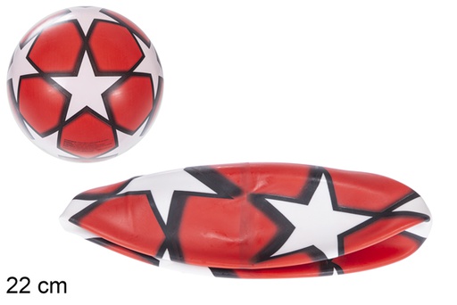 [115771] Bola desinflada vermelha branca decorada com estrela 22 cm