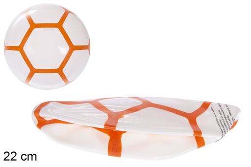 [115774] Ballon dégonflé décoré hexagon orange 22 cm