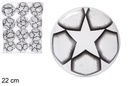 White star-decorated plastic ball 22 cm