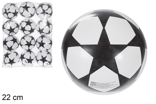 [115784] Pallone gonfiato decorato con stelle nere 22 cm