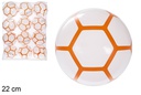 Bola plástica decorada hexagonal laranja 22 cm