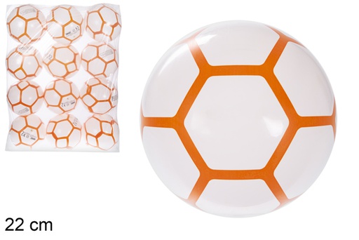 [115785] Balón hinchado decorado hexagonal naranja 22 cm