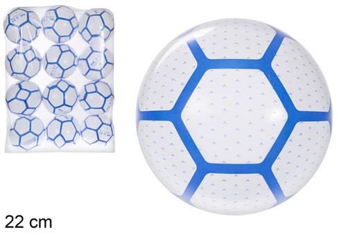 [115786] Balón hinchado decorado hexagonal azul 22 cm