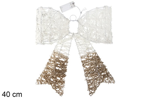 [115806] Lazo decorativo Navidad oro &amp; blanco purpurina 40 cm
