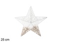 Estrella decorativa Navidad oro/blanco purpurina 25 cm