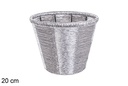 Macetero redondo plata brillante 20 cm