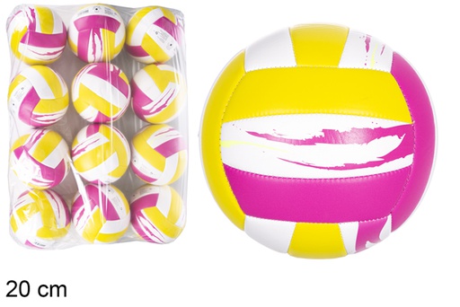 [115848] Ballon gonflé de volley classique tricolore 20 cm