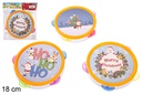 Pandereta Navidad plástico decorada Papa Noel 18 cm