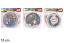 Pandereta Navidad plástico 3 decorada surtida 18 cm
