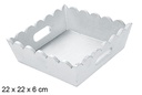 Bandeja madera ondulada Navidad color plata 22x22 cm