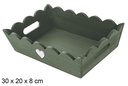 Bandeja madera ondulada Navidad decorada corazón color verde 30x20 cm