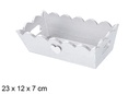Bandeja de Natal de madeira ondulada prata decorada com coraçâo 23x12x7 cm