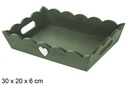Bandeja madera ondulada Navidad decorada corazón color verde 30x20 cm