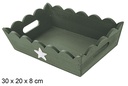 Bandeja de Natal de madeira ondulada verde decorada com estrela 30x20 cm