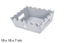 Bandeja de Natal de madeira ondulada prata decorada com estrela 19x16x7 cm