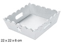 Bandeja de Natal de madeira ondulada prata decorada com estrela 22x22 cm