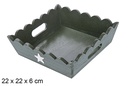 Bandeja de Natal de madeira ondulada verde decorada con estrela 22x22 cm