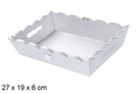 Bandeja de Natal de madeira ondulada prata decorada com estrela 27x19x6 cm
