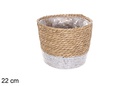 Cesta seagrass forrada natural/plata 22 cm