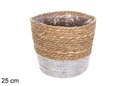 Cesta seagrass forrada natural/plata 25 cm