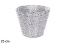 Round basket silver paper rope 25 cm