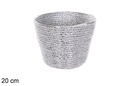 Round basket silver paper rope 20 cm