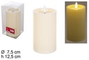 Beige LED candle fixed flame 7,5x12,5 cm