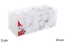 Pack 20 bolas blanca brillo 3 cm