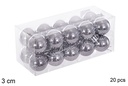 Pack 20 bolas gris brillo 3 cm