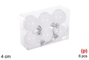 Pack 6 bolas blanca brillo 4 cm