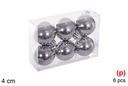 Pack 6 bolas gris brillo 3 cm