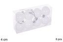 Pack 8 bolas blanca brillo 4 cm