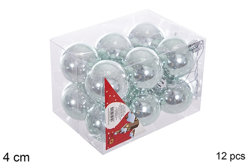 [116127] Pack 12 mint green glitter balls 4 cm