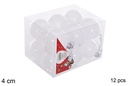 Pack 12 bolas blanca brillo 4 cm