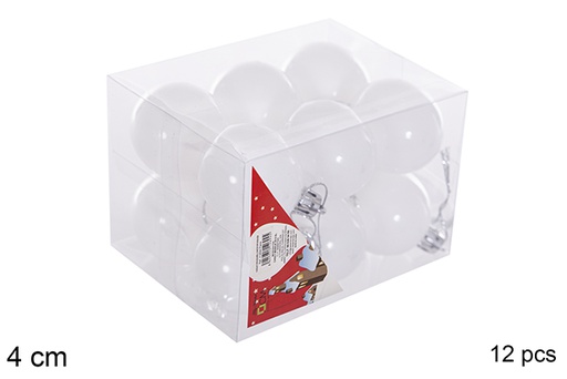 [116129] Pack 12 bolas blanca brillo 4 cm