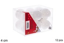 Pack 12 bolas blanca brillo/mate 4 cm