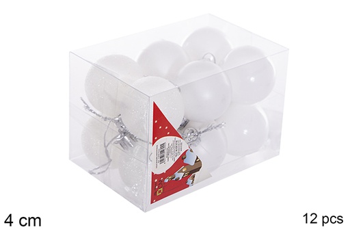 [116130] Pack 12 bolas blanca brillo/mate 4 cm