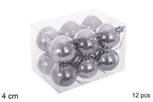 [116131] Pack 12 boules à paillettes grises 4 cm