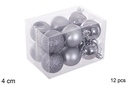 Pack 12 bolas gris brillo/mate/purpurina 4 cm