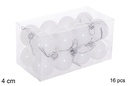 Pack 16 bolas blanca brillo 4 cm