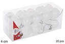 Pack 20 bolas blanca brillo 4 cm