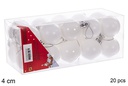 Pack 20 bolas blanca brillo/mate 4 cm