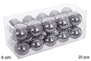 Pack 20 bolas gris brillo 4 cm