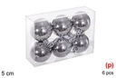 Pack 6 bolas gris brillo 5 cm
