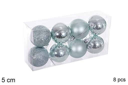 [116158] Pack 8 mint green glitter/matte/glitter balls 5 cm